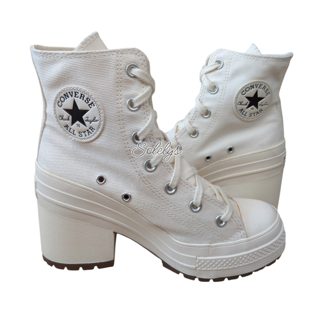 Converse Chuck 70 De Luxe Heel Platform Egret White Sneaker Boot Womens 7